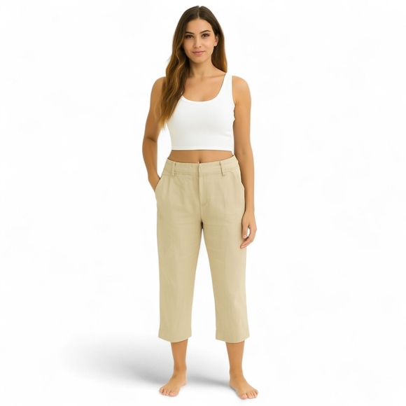 Eddie Bauer Pants - Eddie Bauer Vashon Fit Beach Festival Lounge Organic Linen Crop Pants - Women's
